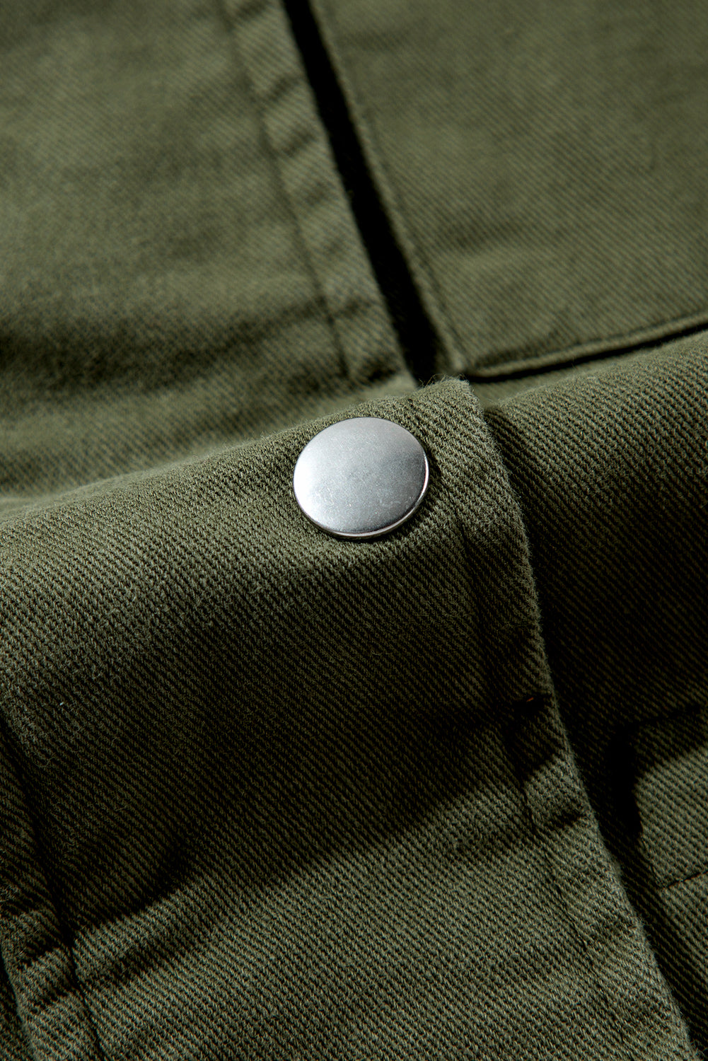 Moss Green Snap Button Zipper Tight Waist Collared Jacket Jackets JT's Designer Fashion