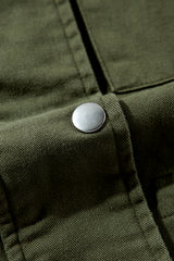 Moss Green Snap Button Zipper Tight Waist Collared Jacket Jackets JT's Designer Fashion