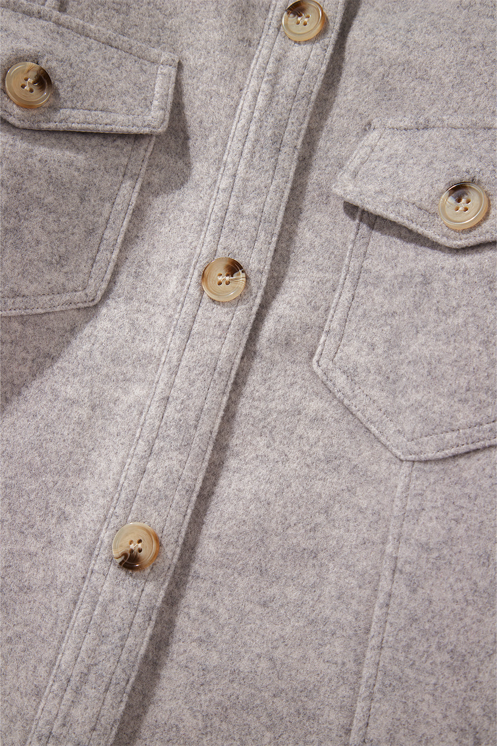 Light Grey Turn Down Collar Flap Pockets Buttoned Shacket Jackets JT's Designer Fashion