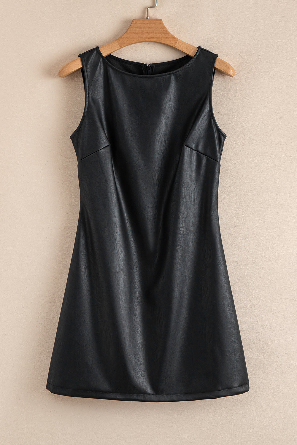Black Vegan Leather Sleeveless Mini Dress Mini Dresses JT's Designer Fashion