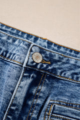 Blue Chic Patch Pocket Straight Leg Loose Jeans Jeans JT's Designer Fashion