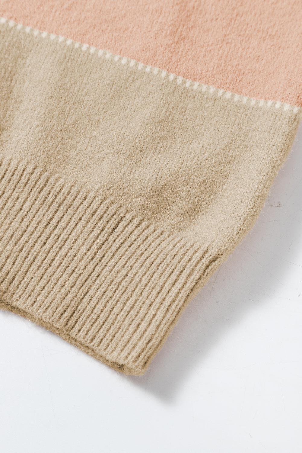 Dusty Pink Color Block Lantern Sleeve Drop Shoulder Sweater Sweaters JT's Designer Fashion