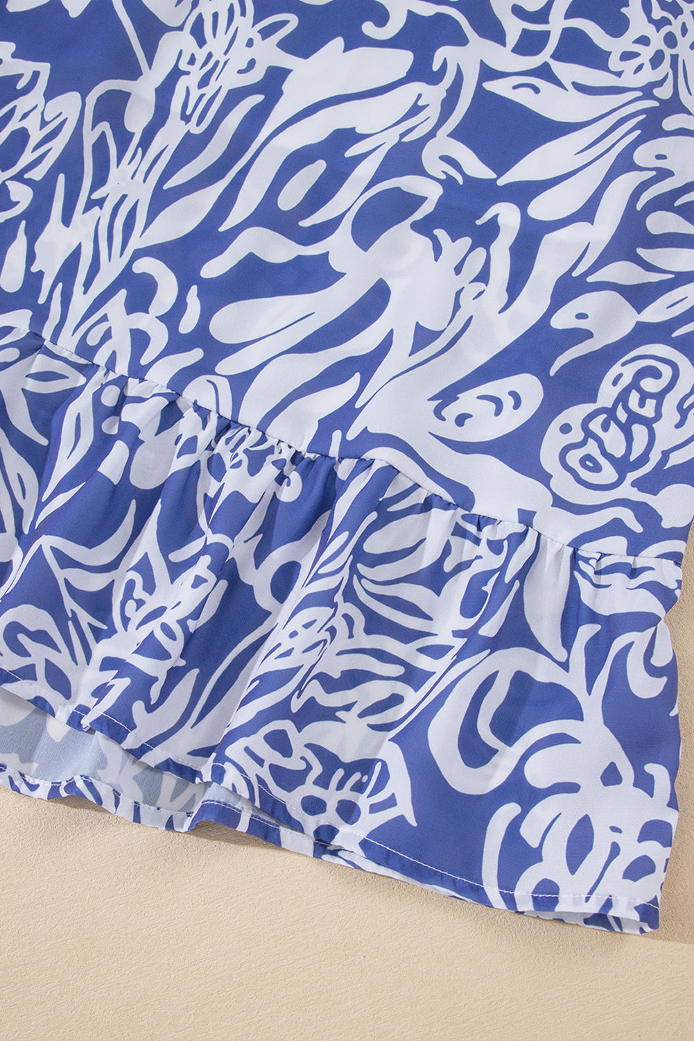 Sky Blue Floral Print Spaghetti Strap High Waist Maxi Dress Floral Dresses JT's Designer Fashion