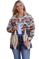 Multicolor Aztec Print Button-Up Oversized Jacket Jackets JT's Designer Fashion