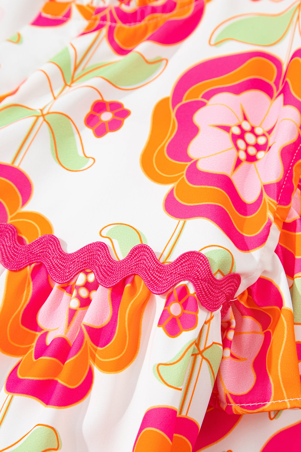 Rose Floral Printed Ruffled Long Sleeve Blouse Blouses & Shirts JT's Designer Fashion
