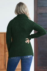 Olive Green Buttoned Wrap Turtleneck Sweater Sweaters & Cardigans JT's Designer Fashion