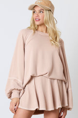 Jet Stream Corded Lantern Sleeve Top High Waist Ruffled Mini Skirt Set Two Piece Dresses JT's Designer Fashion