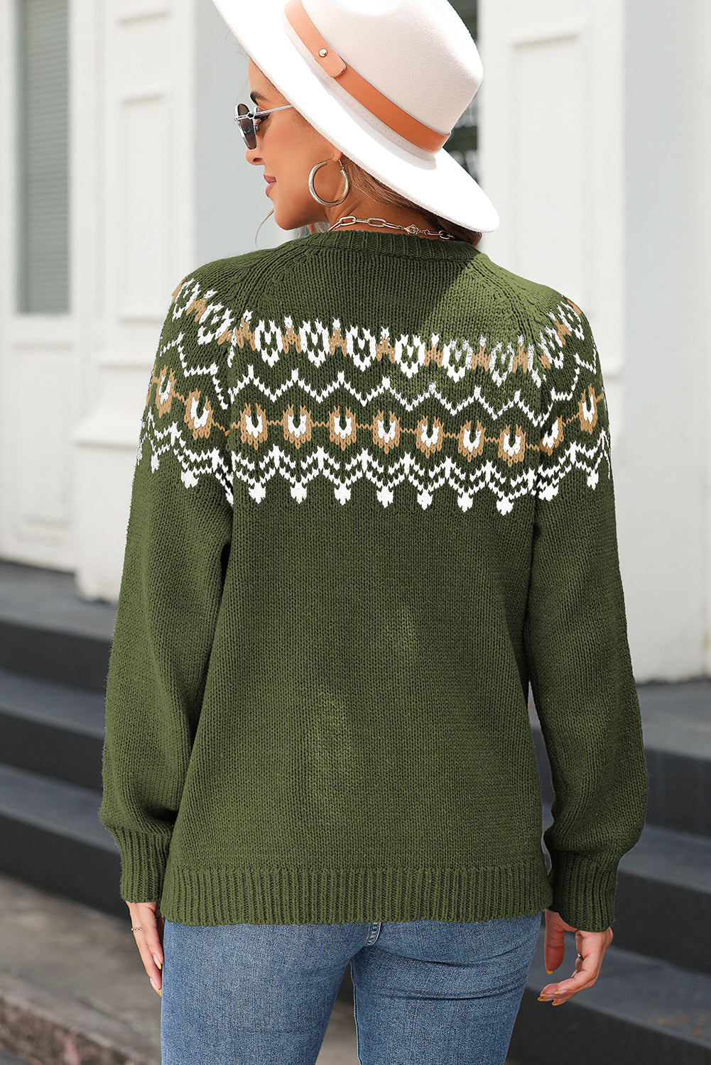 Moss Green Western Fashion Abstract Printed Cardigan Sweater Cardigans JT's Designer Fashion