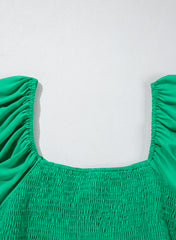 Bright Green Ruched Front Puff Sleeve Plus Size Long Dress Plus Size Maxi Dresses JT's Designer Fashion