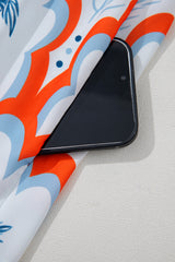Orange Contrast Palm Tree Printed Short Sleeve Flowy Dress Mini Dresses JT's Designer Fashion