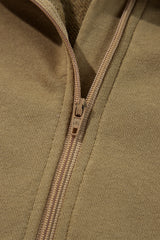 Brown Quarter Zip Stand Neck Kangaroo Pocket Sweatshirt Sweatshirts & Hoodies JT's Designer Fashion