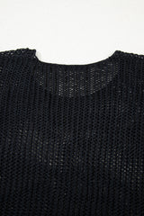 Black Crochet Hollow-out Jumper Top Sweater Sweaters JT's Designer Fashion