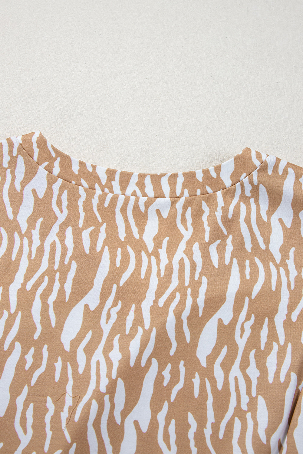 Khaki Abstract Print V Neck Short Sleeve Shift T Shirt Dress T Shirt Dresses JT's Designer Fashion