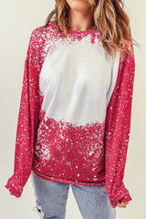 Fiery Red Tie-dyed Crew Neck Pullover Sweatshirt Sweatshirts & Hoodies JT's Designer Fashion