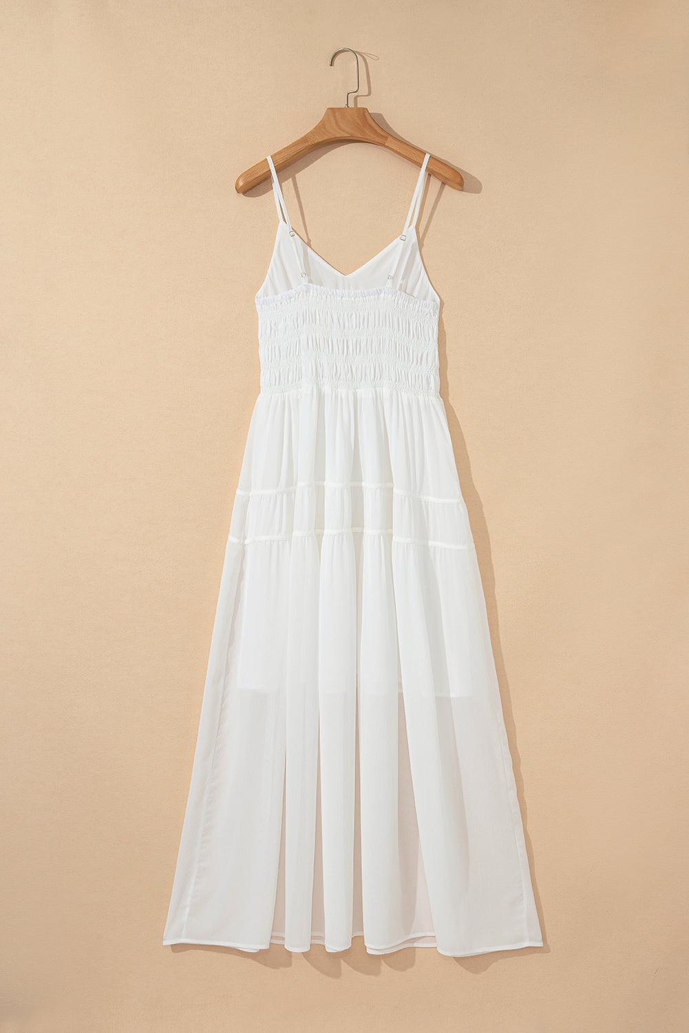 White Spaghetti Straps High Waist Elegant Long Dress Maxi Dresses JT's Designer Fashion