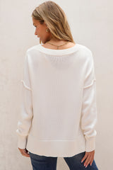 White American Flag Cable Knit Drop Shoulder Sweater Sweaters JT's Designer Fashion