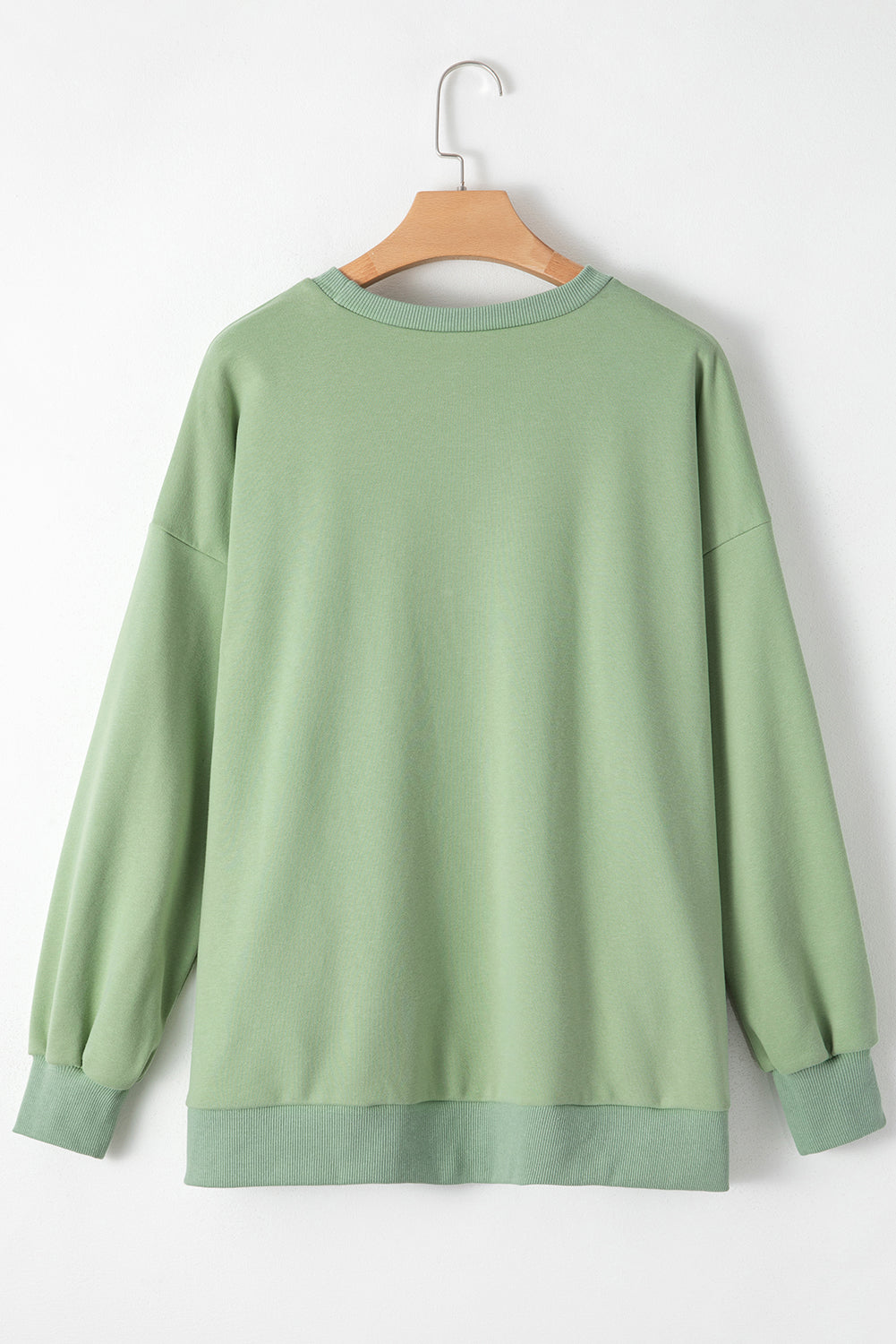 Smoke Green Solid O Neck High Low Hem Pullover Sweatshirt Sweatshirts & Hoodies JT's Designer Fashion