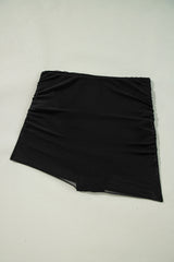 Black Pleated Mesh One Shoulder Bikini Top and Skirts Set Bikinis JT's Designer Fashion
