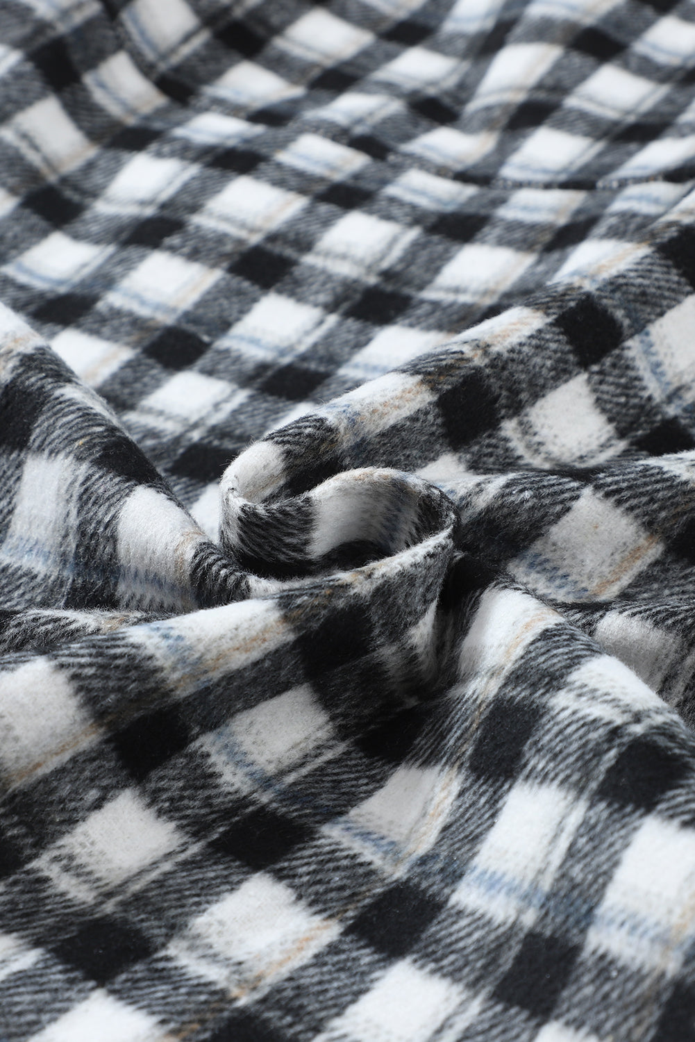 Black Plaid Print Chest Pockets Buttoned Tunic Shacket Plaid Shackets JT's Designer Fashion
