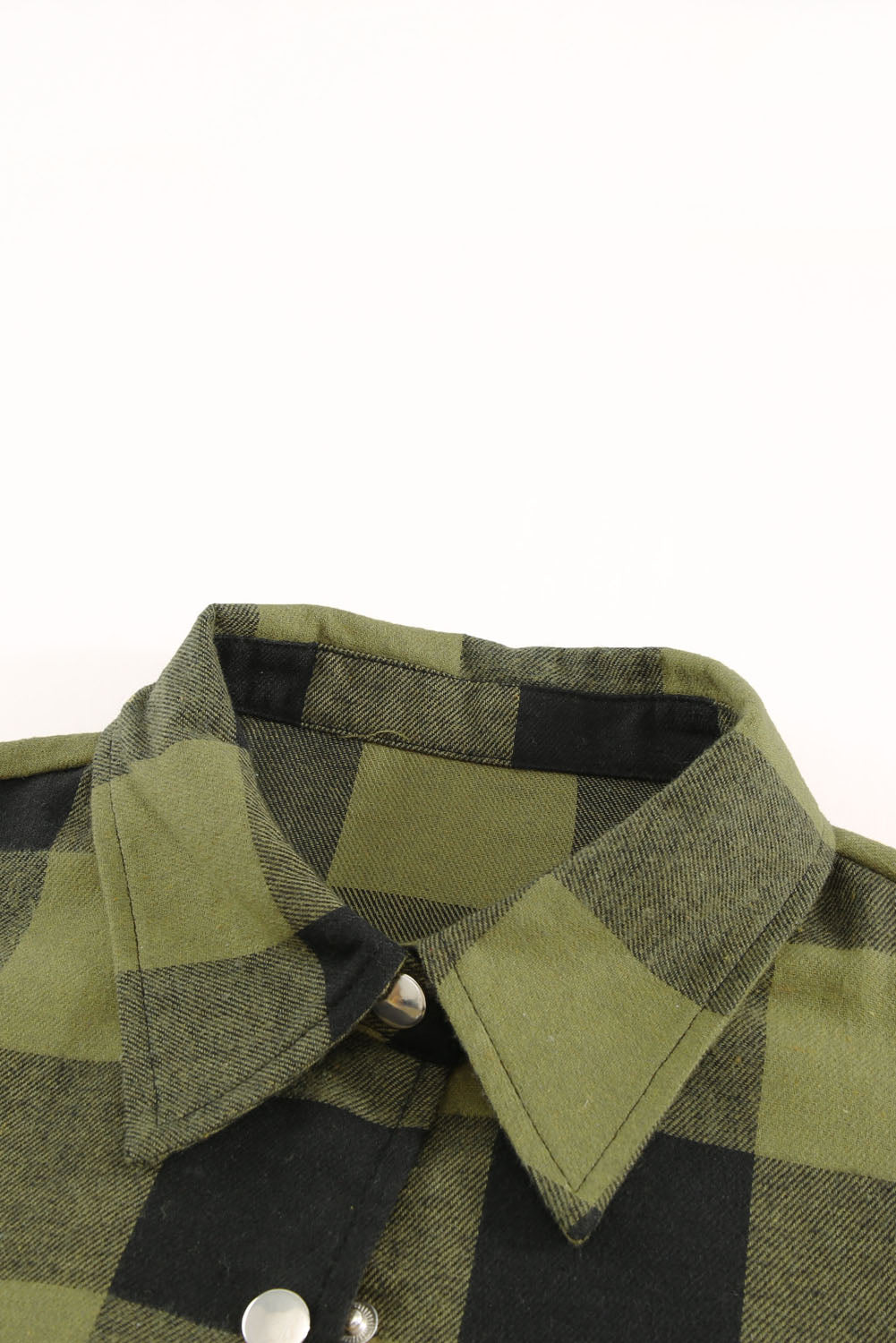 Green Turn-down Collar Plaid Shirt Coat Coats JT's Designer Fashion