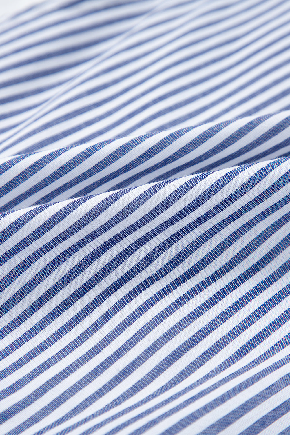 Blue Stripe Sleeveless Notched V Neck Contrast Ric Rac Mini Dress Mini Dresses JT's Designer Fashion