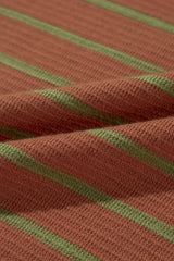 Brown Stripe Trimmed Round Neck Drop Shoulder Loose Sweater Sweaters JT's Designer Fashion