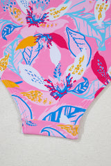 Pink Floral Printed Halter Neck High Waist Bikini High Waisted Swimsuit JT's Designer Fashion