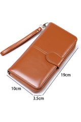 Cinnamon Faux Leather Zip Around Wrist Strap Long Wallet Handbags JT's Designer Fashion