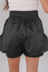 Black Elastic High Waist Pocketed Casual Shorts Casual Shorts JT's Designer Fashion