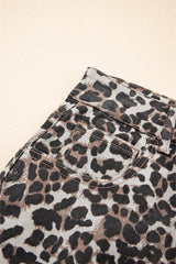 Khaki Leopard Denim Mini Skirt Skirts & Petticoat JT's Designer Fashion