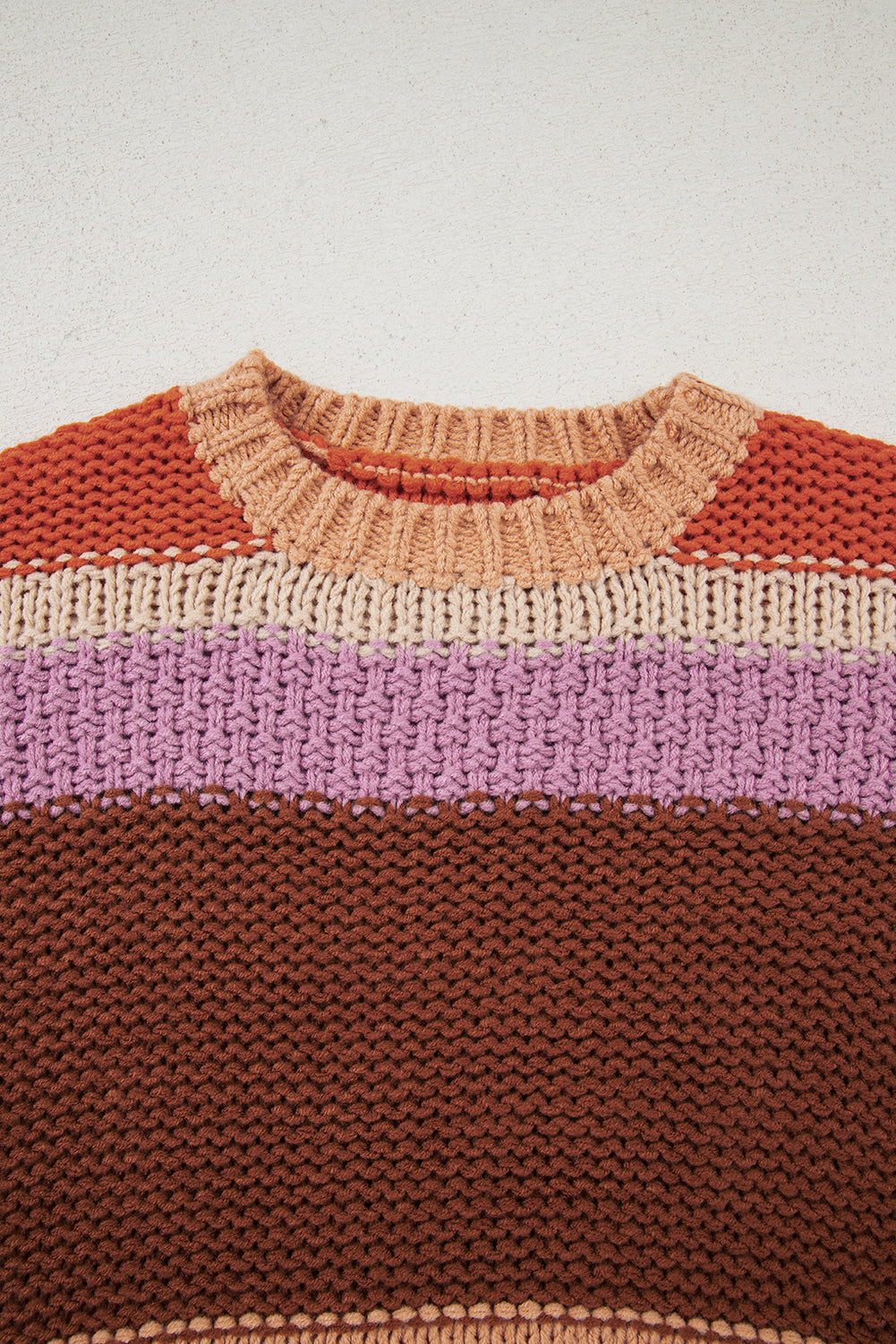 Multicolour Cropped Colorblock Drop Shoulder Knitted Sweater Sweaters JT's Designer Fashion