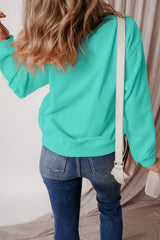 Aruba Blue Solid Fleece Lined Drop Shoulder Terry Sweatshirt Sweatshirts & Hoodies JT's Designer Fashion