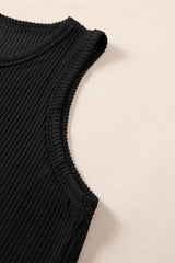Black Corded Sleeveless Top and Pocketed Shorts Set Short Sets JT's Designer Fashion