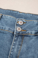Dusk Blue 2 Button High Waist Piping Trim Bootcut Jeans Jeans JT's Designer Fashion