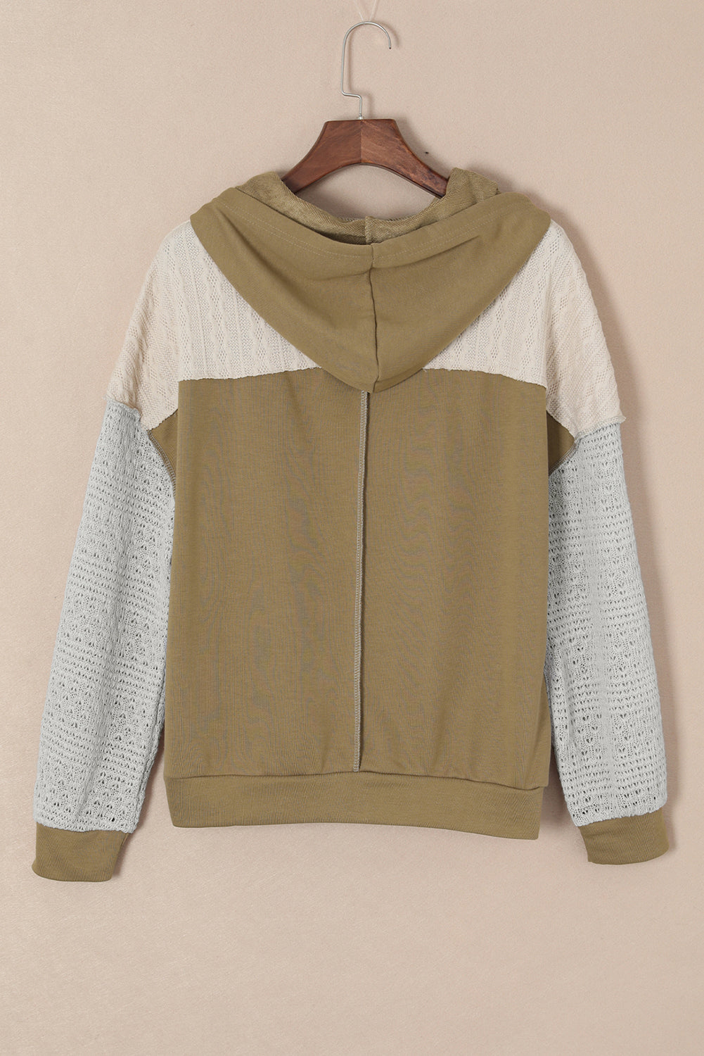 Brown Colorblock Patchwork Pullover Hoodie Sweatshirts & Hoodies JT's Designer Fashion