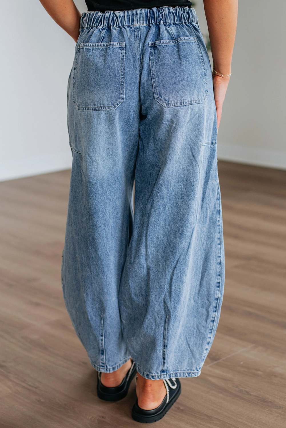 Myosotis Large Patch Pocket Drawstring Paperbag Waist Barrel Jeans Jeans JT's Designer Fashion