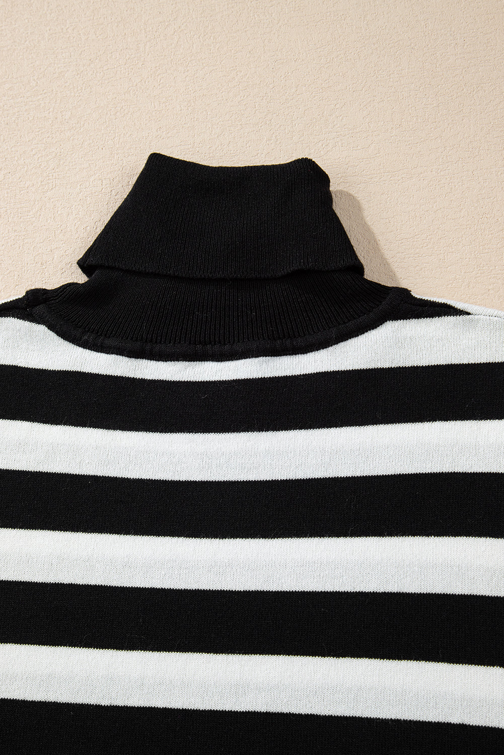 Black Stripe Slim Fit High Neck Knit Sweater Sweaters JT's Designer Fashion