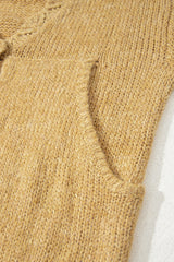 Light French Beige Lantern Sleeve Scallop V Neck Buttoned Front Cardigan Cardigans JT's Designer Fashion