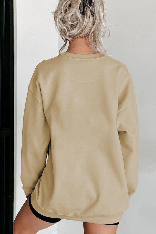 Parchment thankful Embroidered Drop Shoulder Pullover Sweatshirt Graphic Sweatshirts JT's Designer Fashion