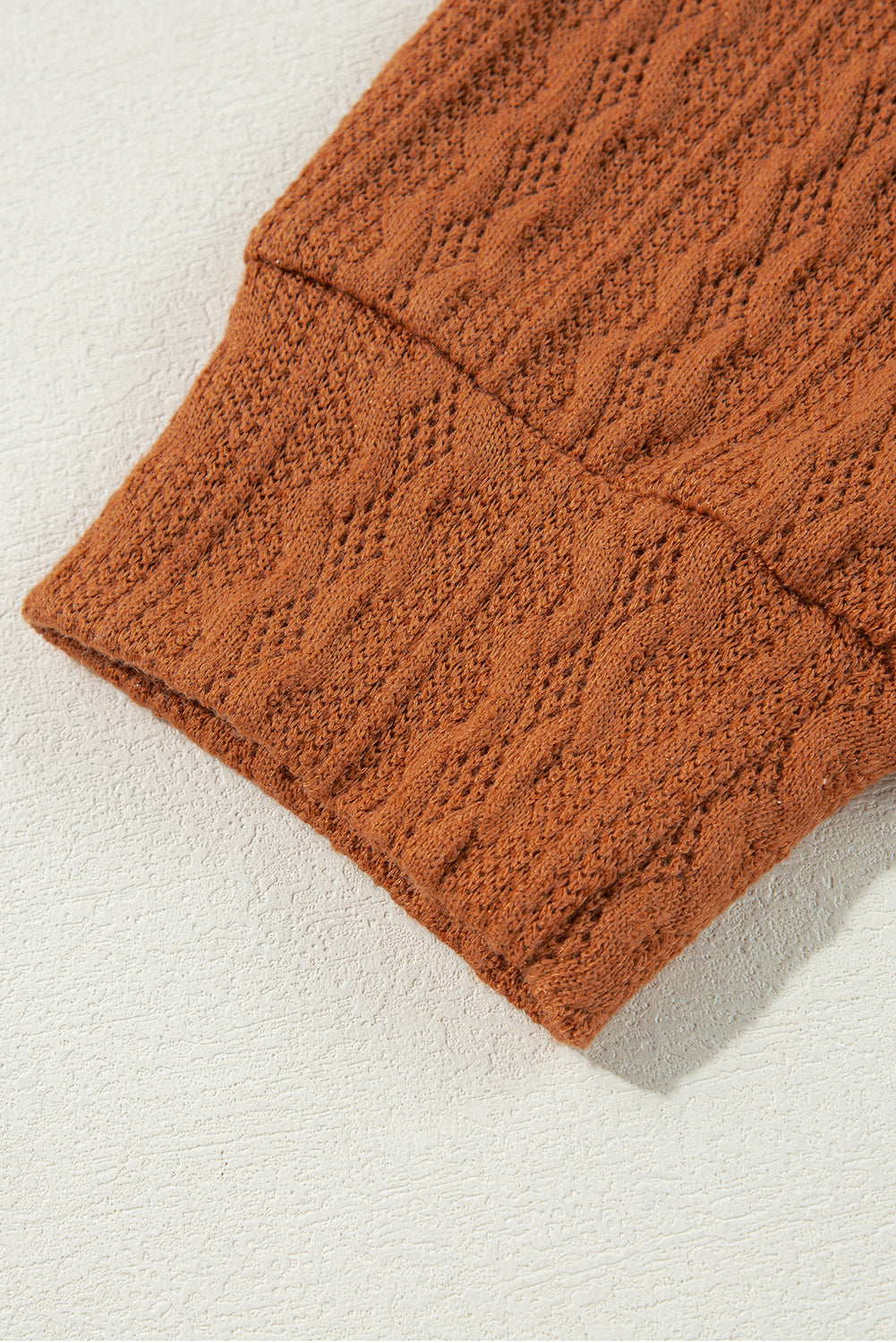 Chestnut Textured Knit Side Pockets Open Front Cardigan Cardigans JT's Designer Fashion