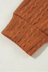 Chestnut Textured Knit Side Pockets Open Front Cardigan Cardigans JT's Designer Fashion