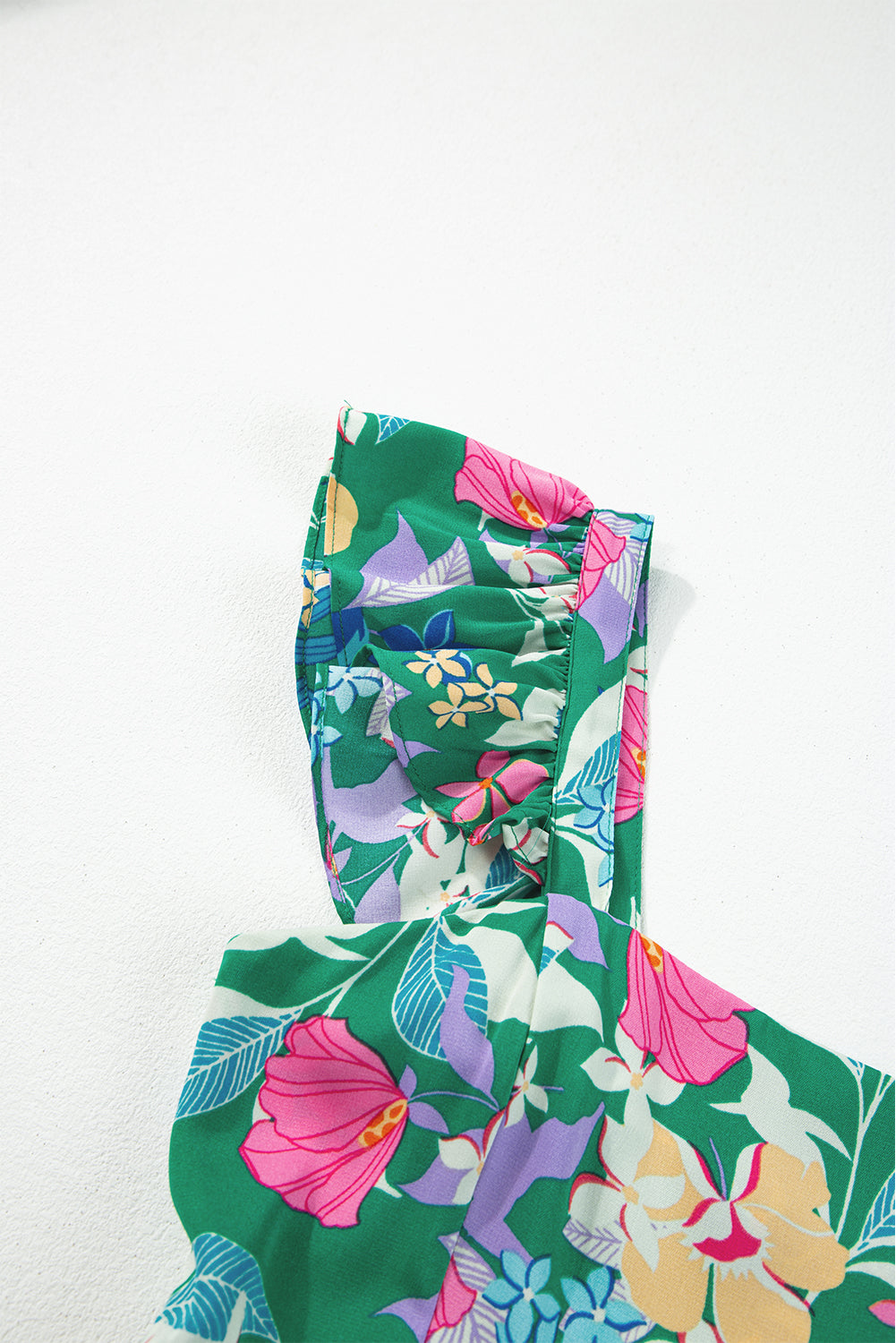 Green Floral Print Sleeveless Ruffle Tiered Maxi Dress Floral Dresses JT's Designer Fashion