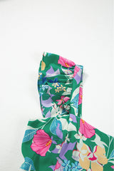 Green Floral Print Sleeveless Ruffle Tiered Maxi Dress Floral Dresses JT's Designer Fashion