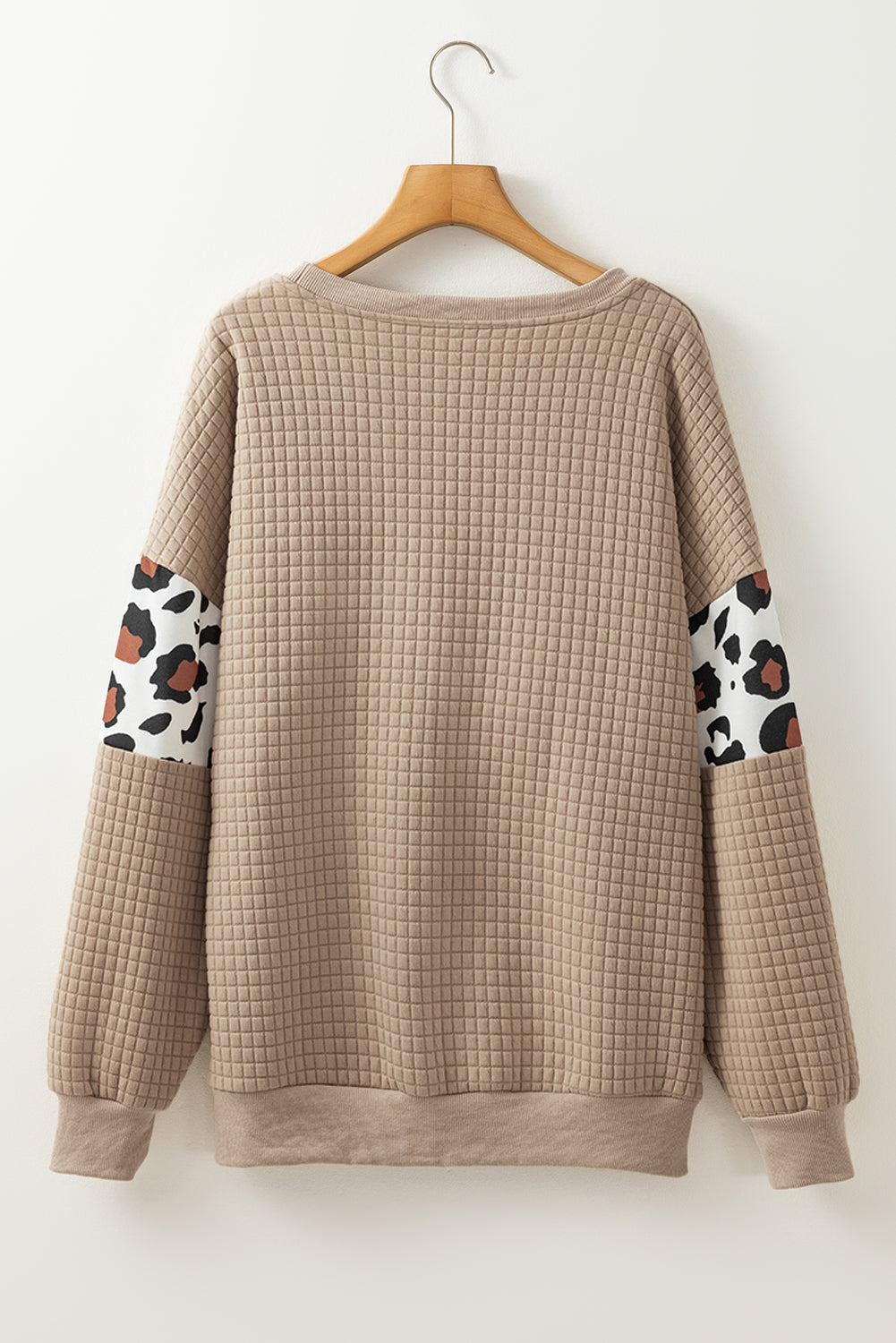 Parchment Leopard Quilted Patchwork Crew Neck Sweatshirt Sweatshirts & Hoodies JT's Designer Fashion