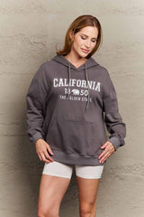 Simply Love Simply Love Full Size CALIFORNIA 1850 THE GOLDEN STATE Graphic Hoodie Dark Gray Graphic Sweatshirts JT's Designer Fashion