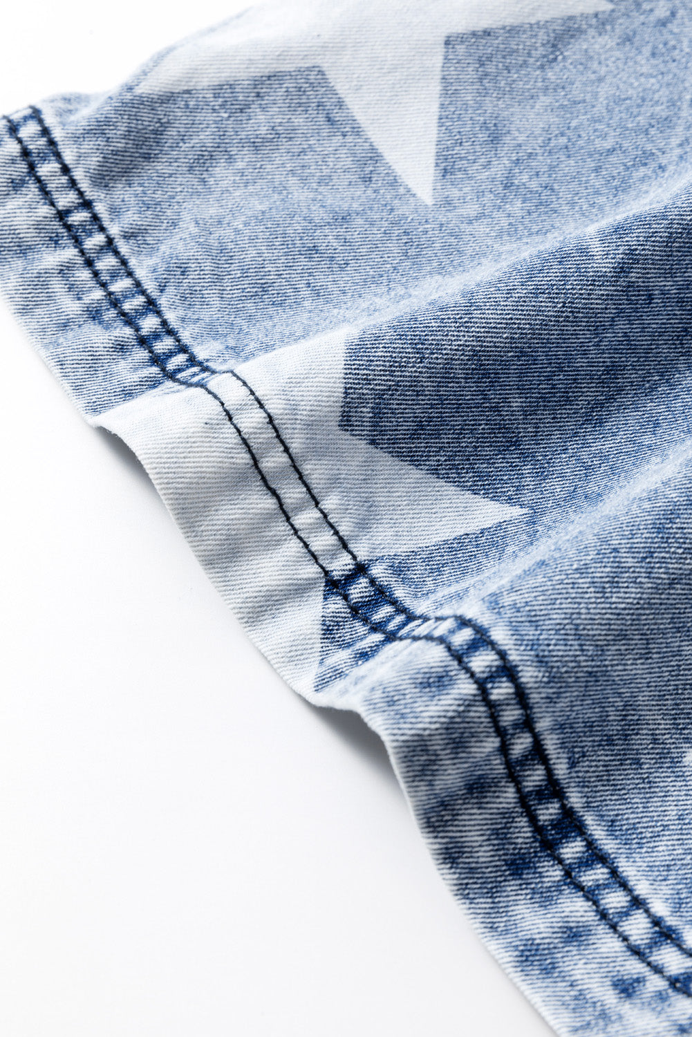 Light Blue Star Print Light Wash Drawstring Elastic Waistband Wide Leg Jeans Jeans JT's Designer Fashion