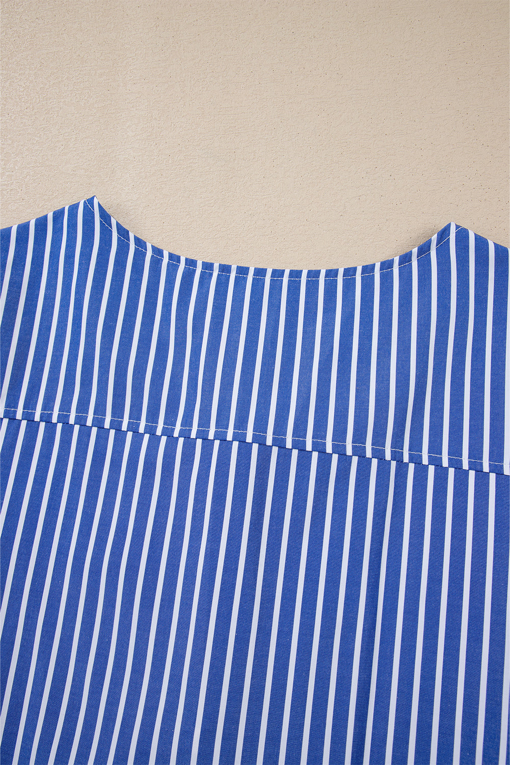 Blue Stripe Tied Front Puff Short Sleeve Blouse Blouses & Shirts JT's Designer Fashion