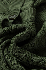 Green Lightweight Buttoned Front Crochet Cardigan Cardigans JT's Designer Fashion