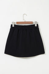 Black French Terry Drawstring Mini Skort with Pockets Skirts & Petticoat JT's Designer Fashion