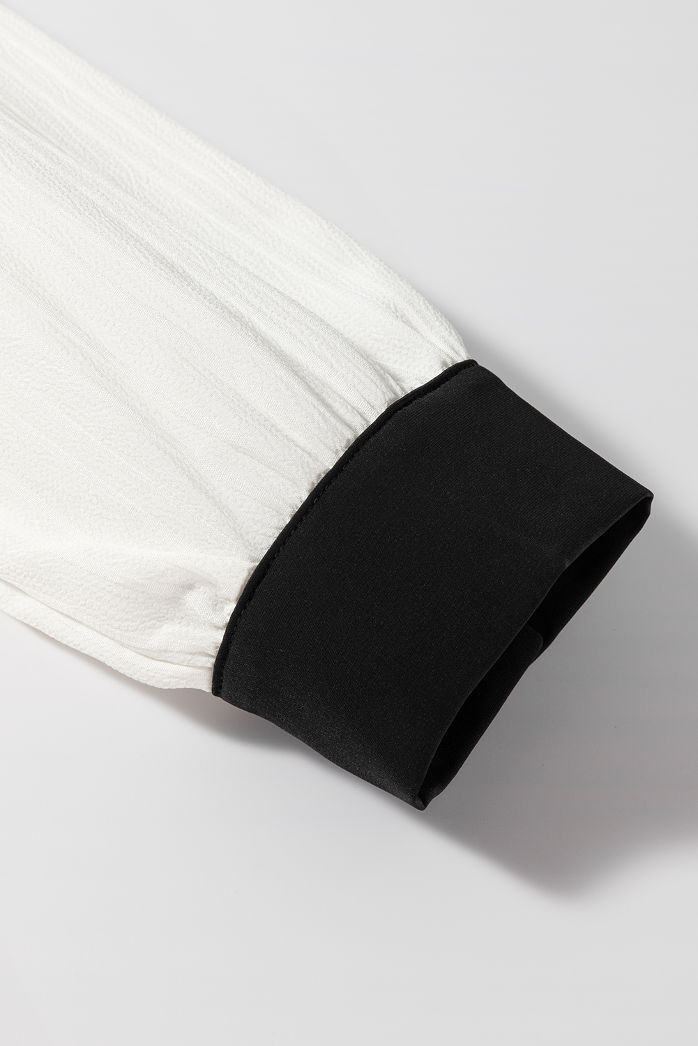 White Textured Colorblock V Neck Elegant Blouse Blouses & Shirts JT's Designer Fashion